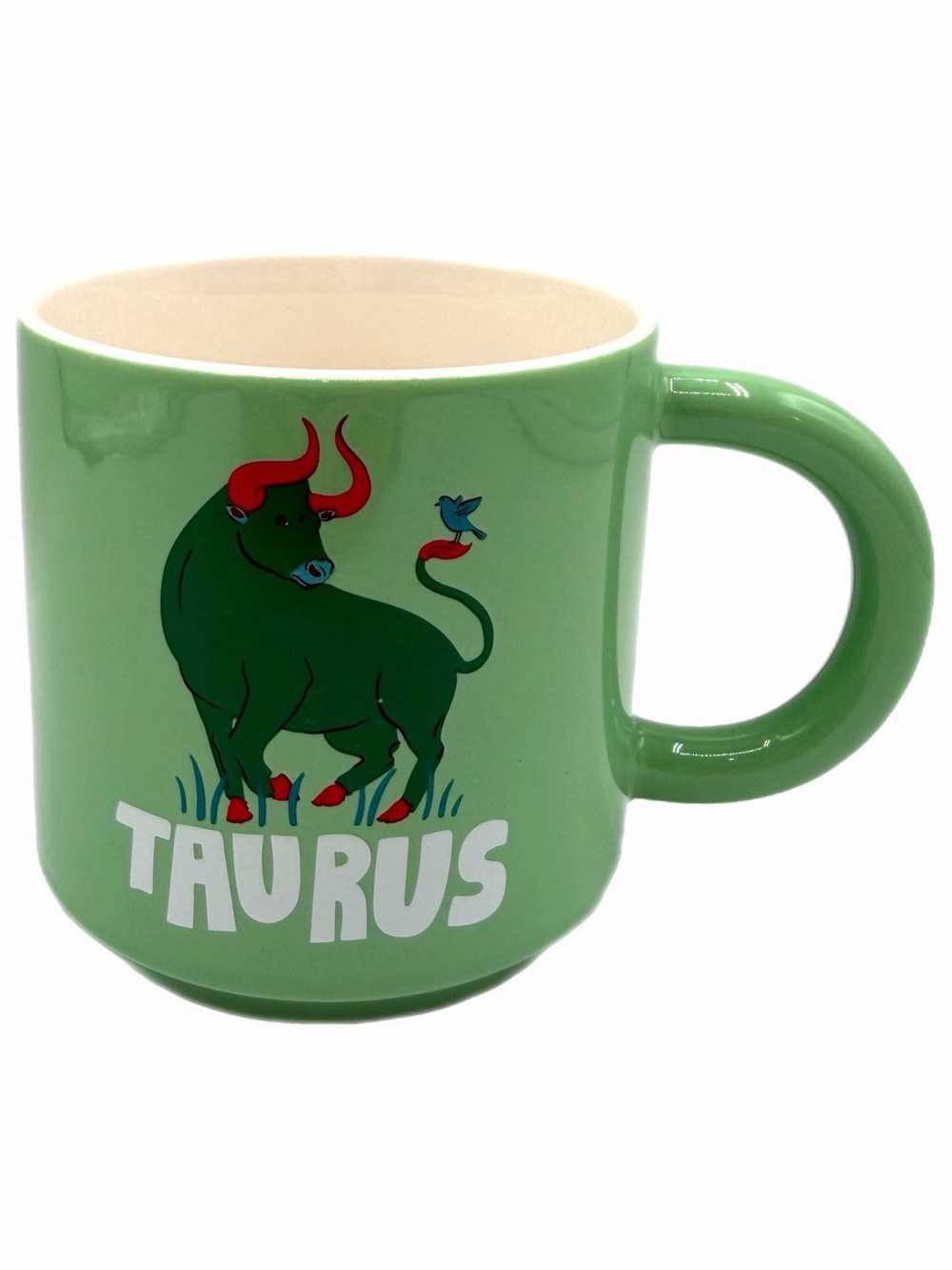 Room Essentials Green Zodiac Taurus 15oz Coffee Mug – Bull Illustration